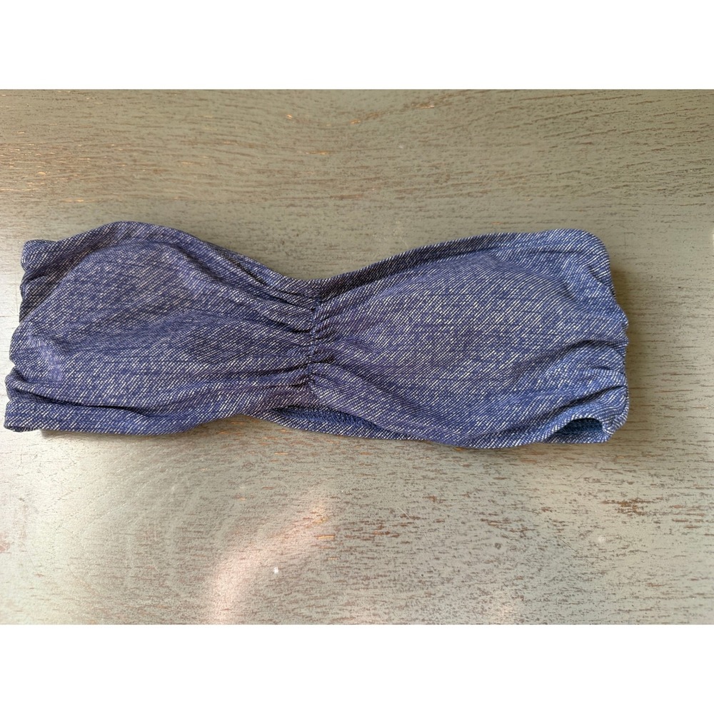 L Space Blue Denim Look Bandeau Bikini Top XS Strapless Swimwear